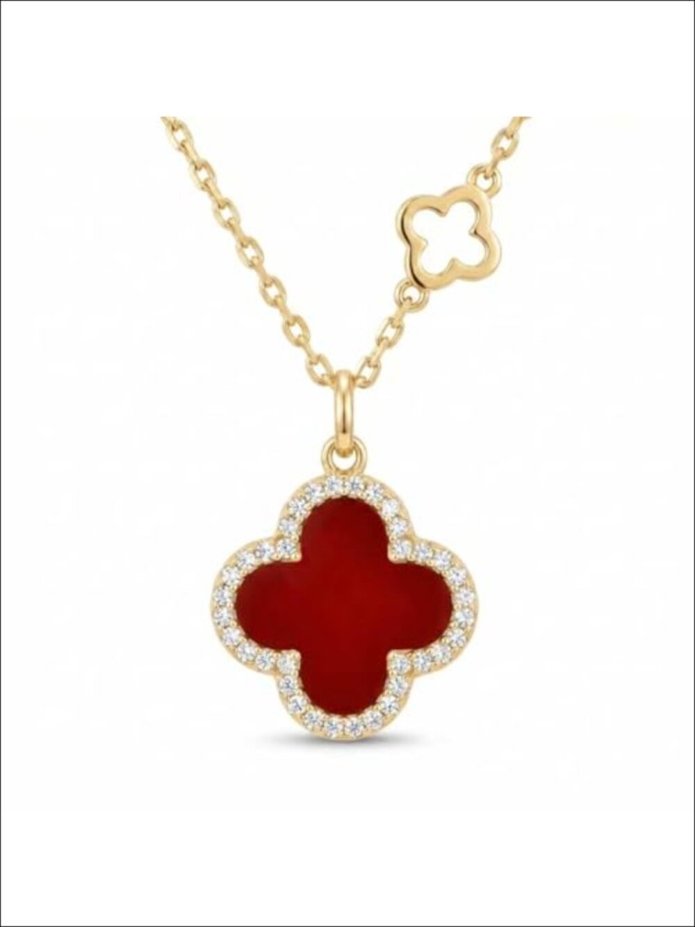 JOLINO Four Leaf Clover Necklace, 925 Sterling Silver 18K Gold Plated, Cubic